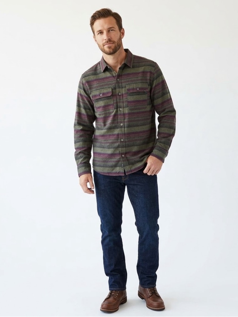 NWT Dravus Malachi Woven Stripe Flannel Shirt Large